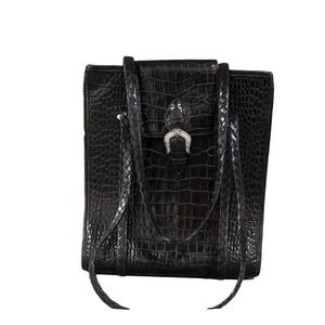 Brighton  Vintage Croc Black Leather Hobo Satchel Handbag‎